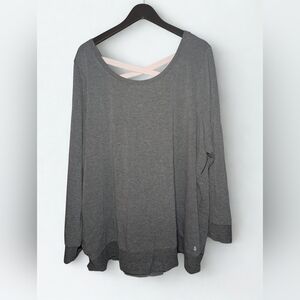 Torrid Crisscross Back Sweatshirt Top – Charcoal Gray w/ Blush Straps – Size 5